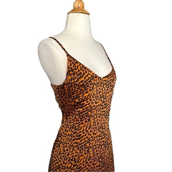 HYPED UNICORN Leopard Print MIDI Slip Dress Low Back Mob Wife Animal Print, S - Picture 8 of 15
